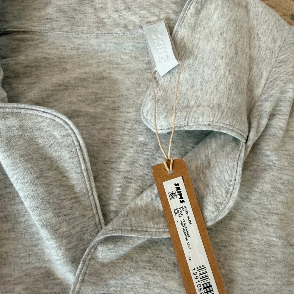 NWT SKIMS Men’s Light Gray Jersey Long-Sleeve Button Pajama Set